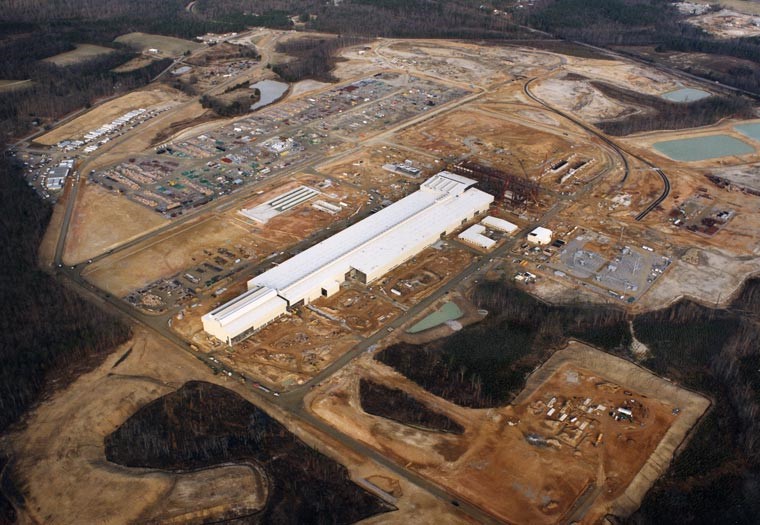 Aerial photo of an industrial complex under construction